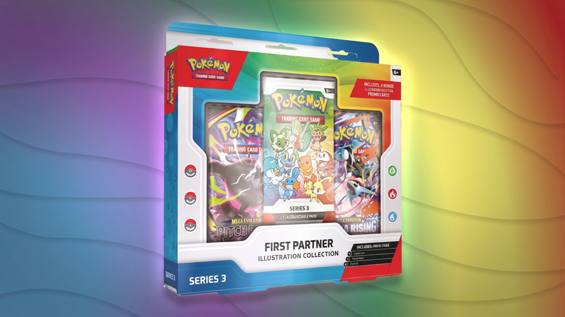 Pokemon first partners illustration collection series 3 - Pokémon trading card game bundle with colorful packaging and cards.