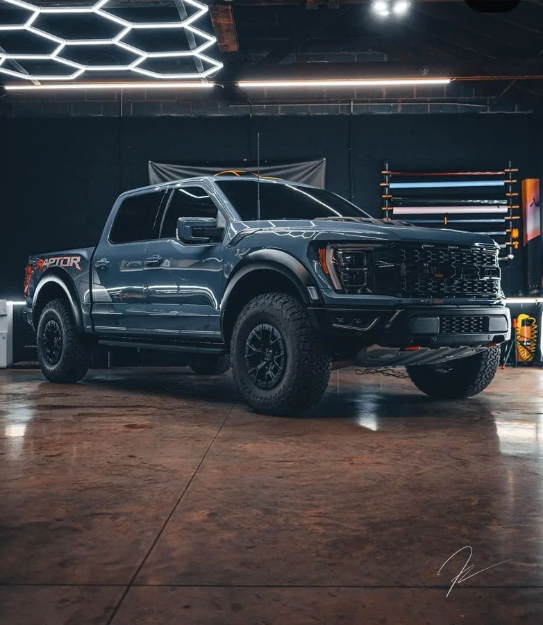 2023 Ford F150 Raptor R in a detailing shop