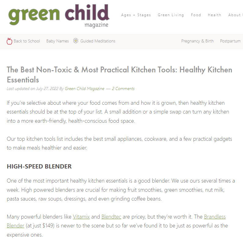 GreenChild: The Best Non-Toxic & Most Practical Kitchen Tools: Healthy Kitchen Essentials.  High Speed Blender.
