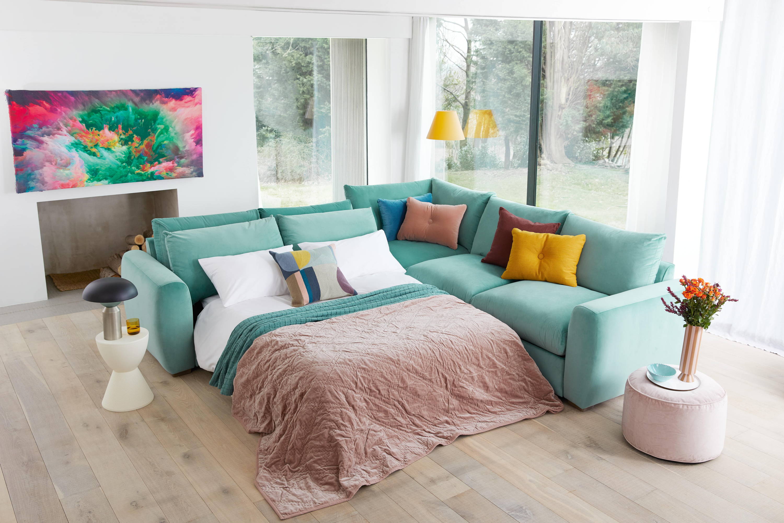 Teal Corner Sofa Bed Stylish