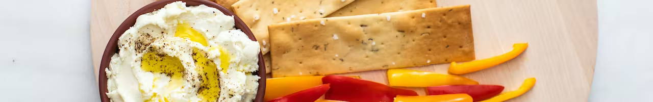 Whipped Feta Dip with crackers and crudites