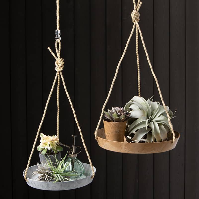 1 Gray and 1 Taupe Napa hanging tray planter