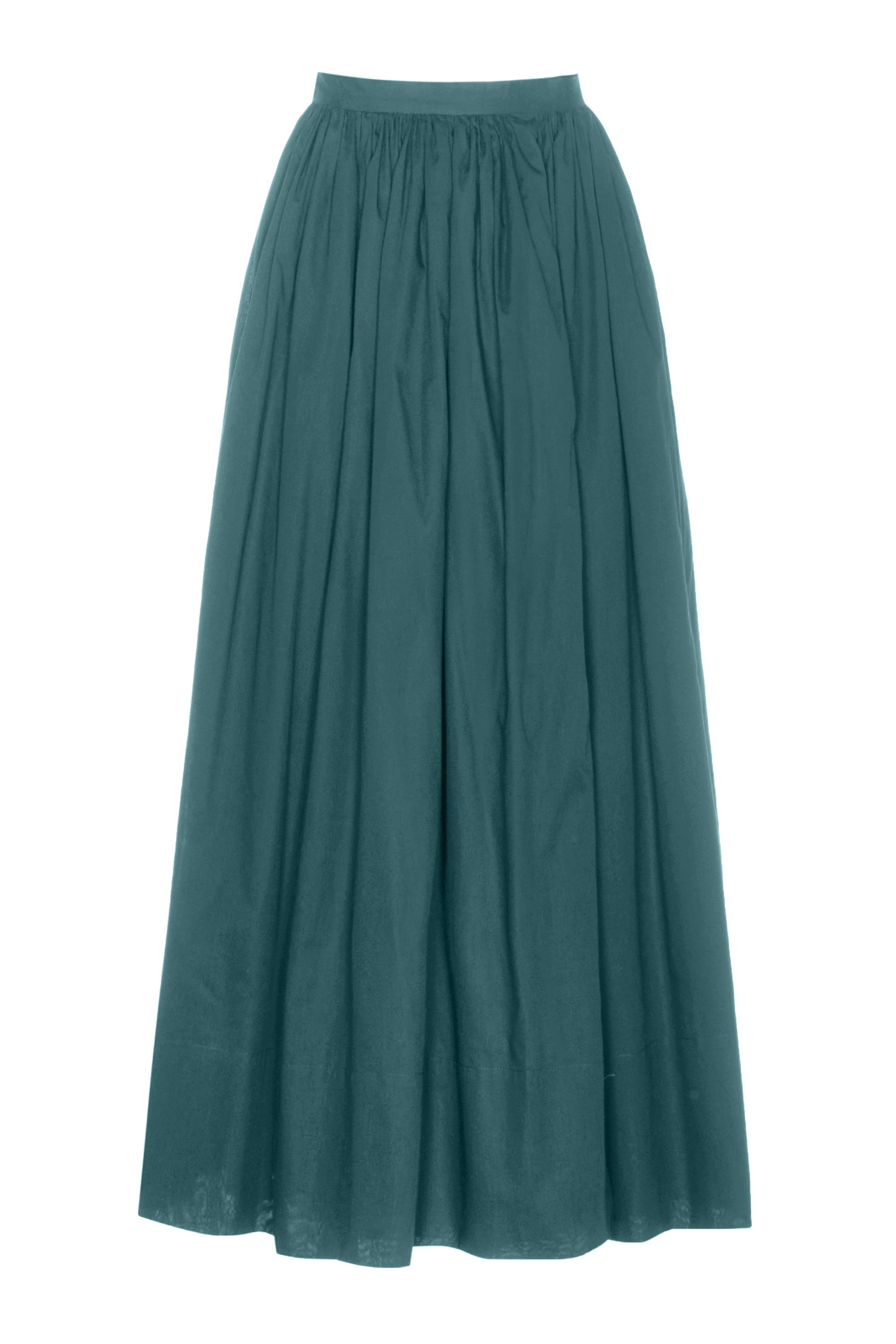 lake blue teal silk twill maxi skirt 