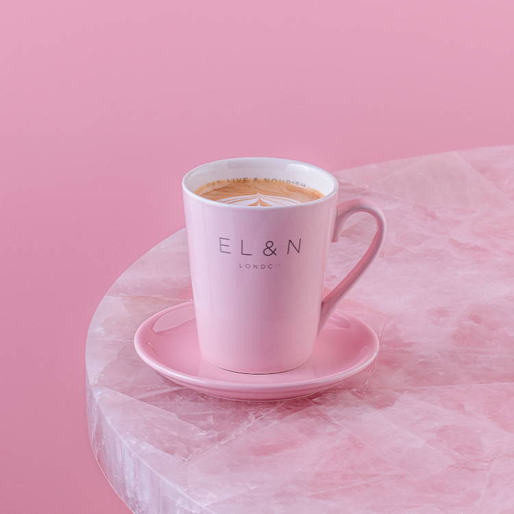 Cafe Mocha on pink background