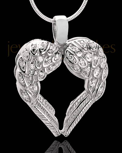 Winged Memories Silver Heart Cremation Jewelry