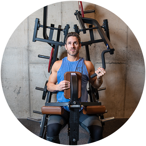 Don Saladino on Hammer Strength Plate-Laoded equipment