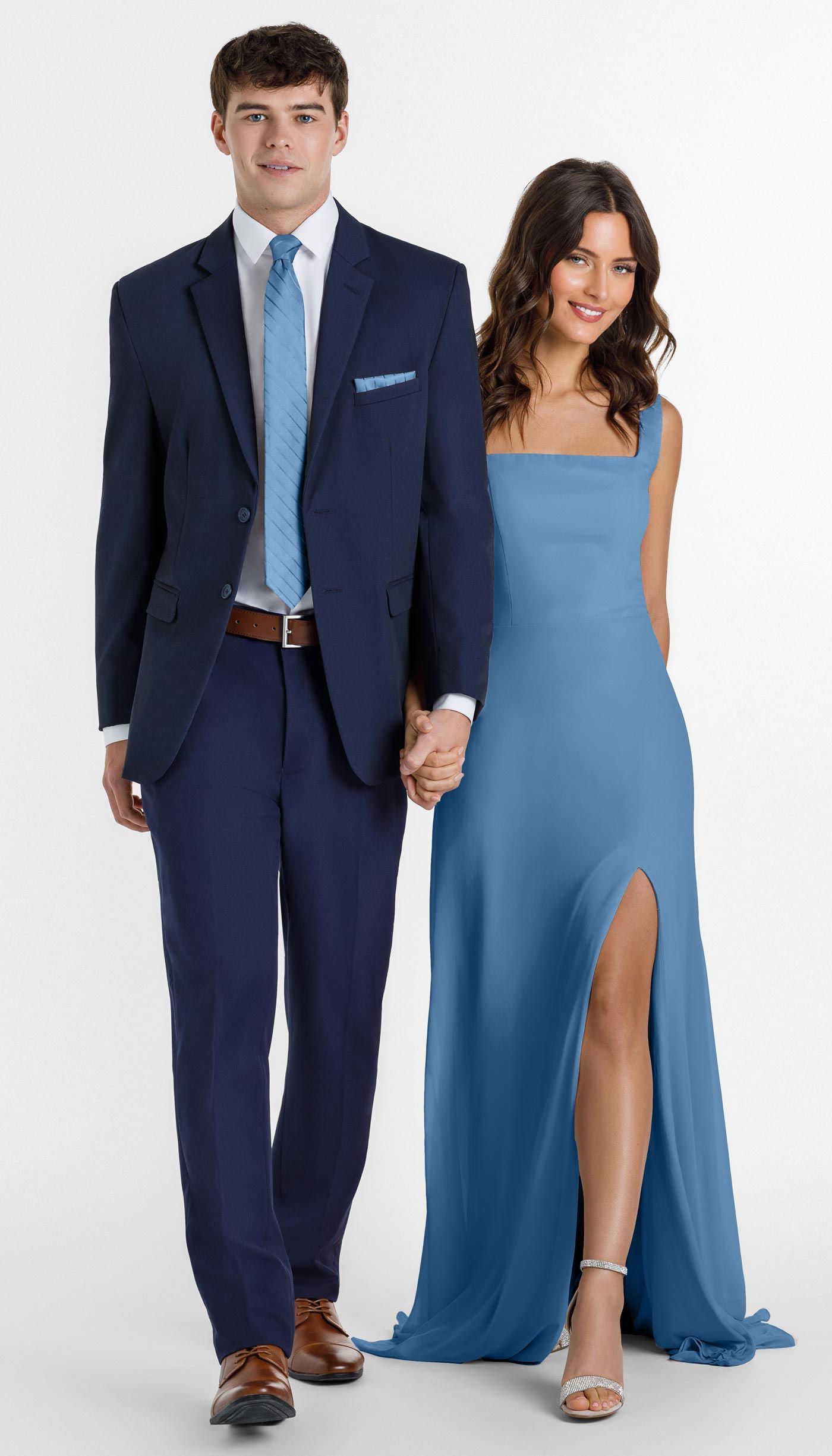 True Navy Suit with Electric Blue Dress