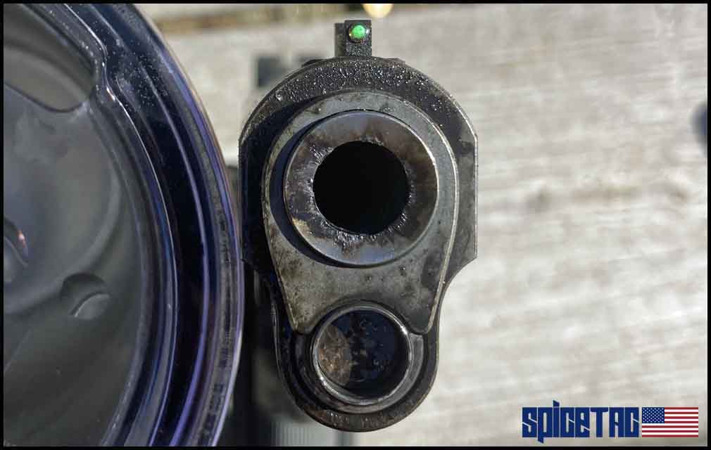 Dirty Dan Wesson PM9 pistol muzzle after reliability testing