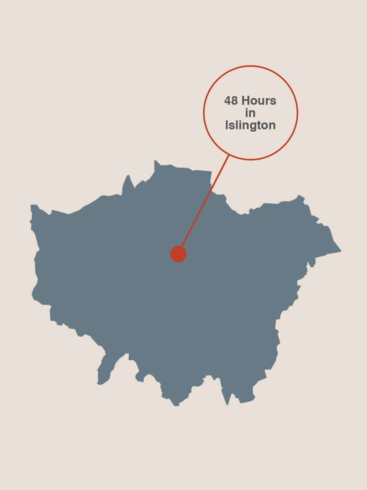 A lovation map of Islington within London.