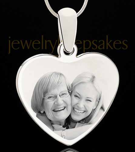 Stainless Steel Memories Heart Photo Engraved Pendant