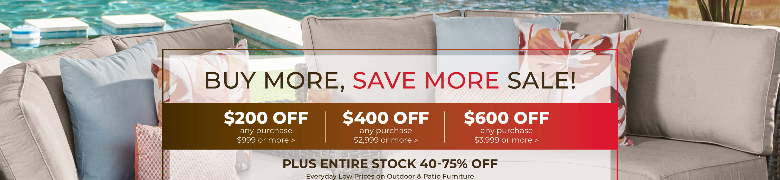 Buy more, save more sale: £200, £400, £800 off.