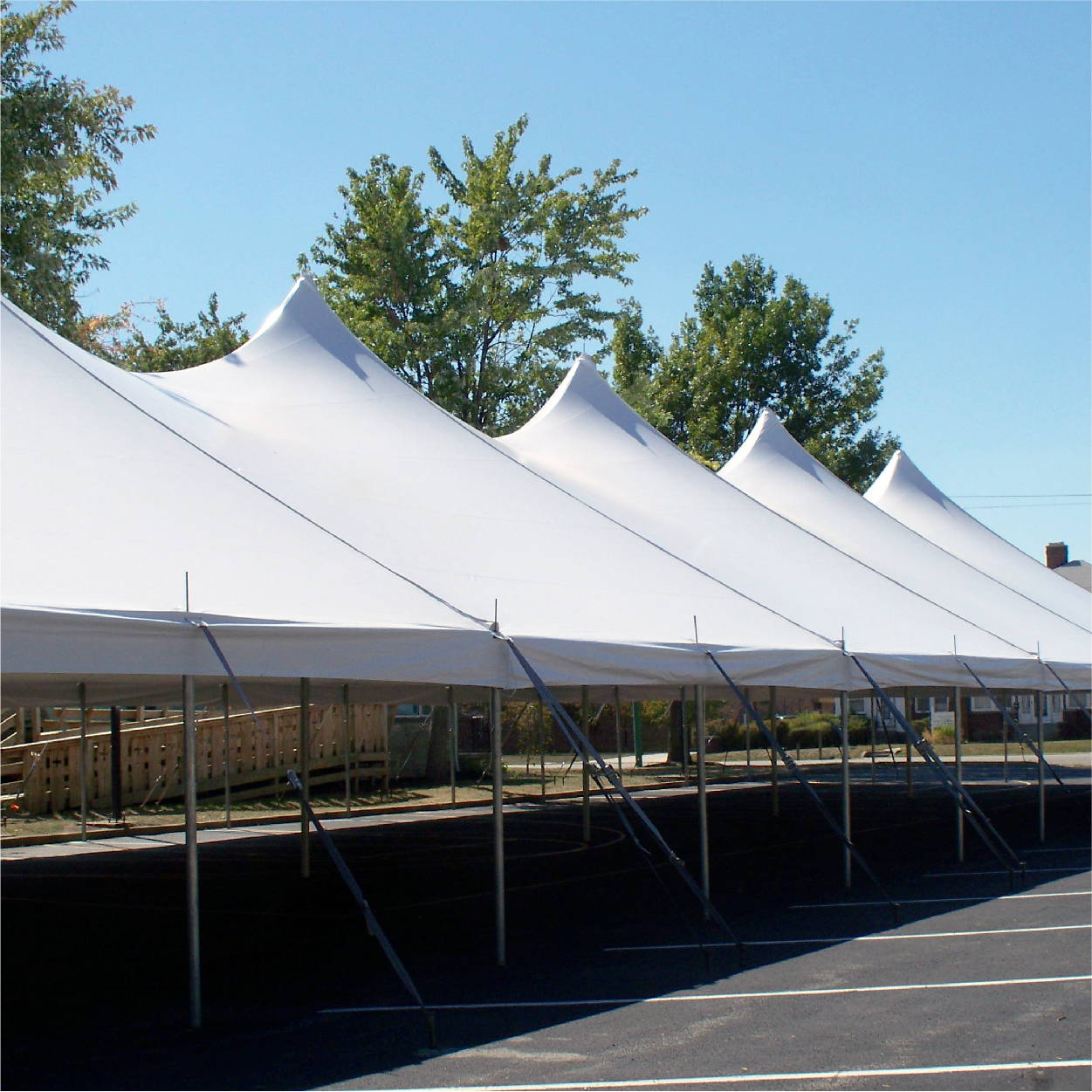 premiere II tent in parking lot for educational use