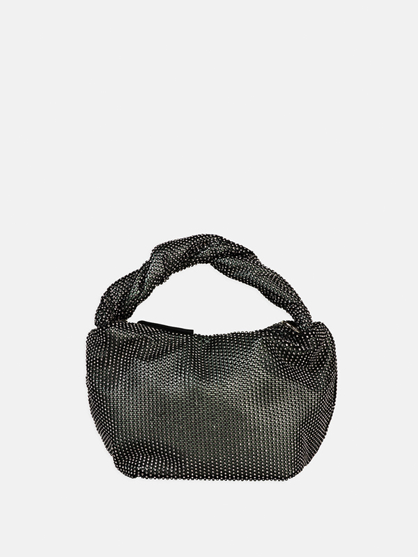A product image of the Stine Goya  black Ziggy Mini Hobo bag in Crystals.