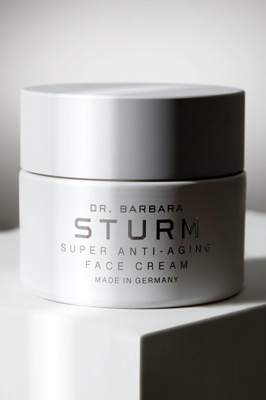 Dr. Barbara Sturm Super Anti-Aging Face Cream in a white jar.