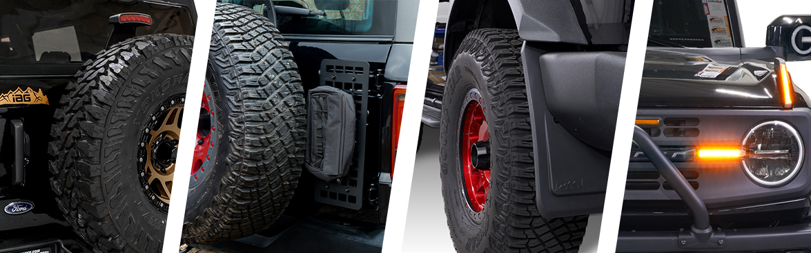 Photo collage of off-road exterior parts from IAG Off-Road. 
