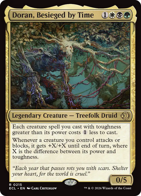 Card illustration of Doran, Besieged by Time, a Treefolk Druid.