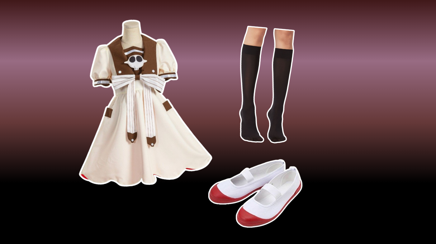 Yashiro Nene cosplay outfit inspired by Kamome Academy uniform with mint green dress, black sailor collar, and white apron with skull detail