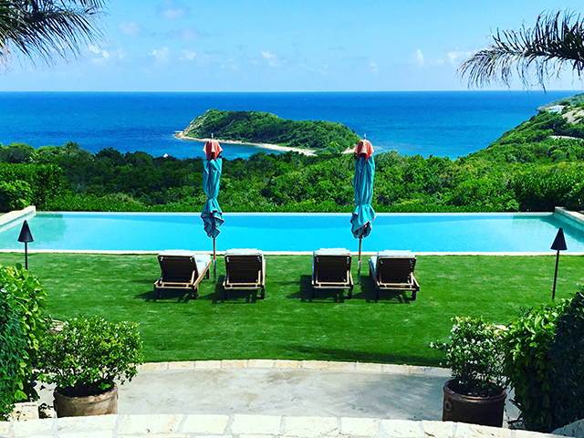Home with a pool overlooking Antigua in the Carribbean