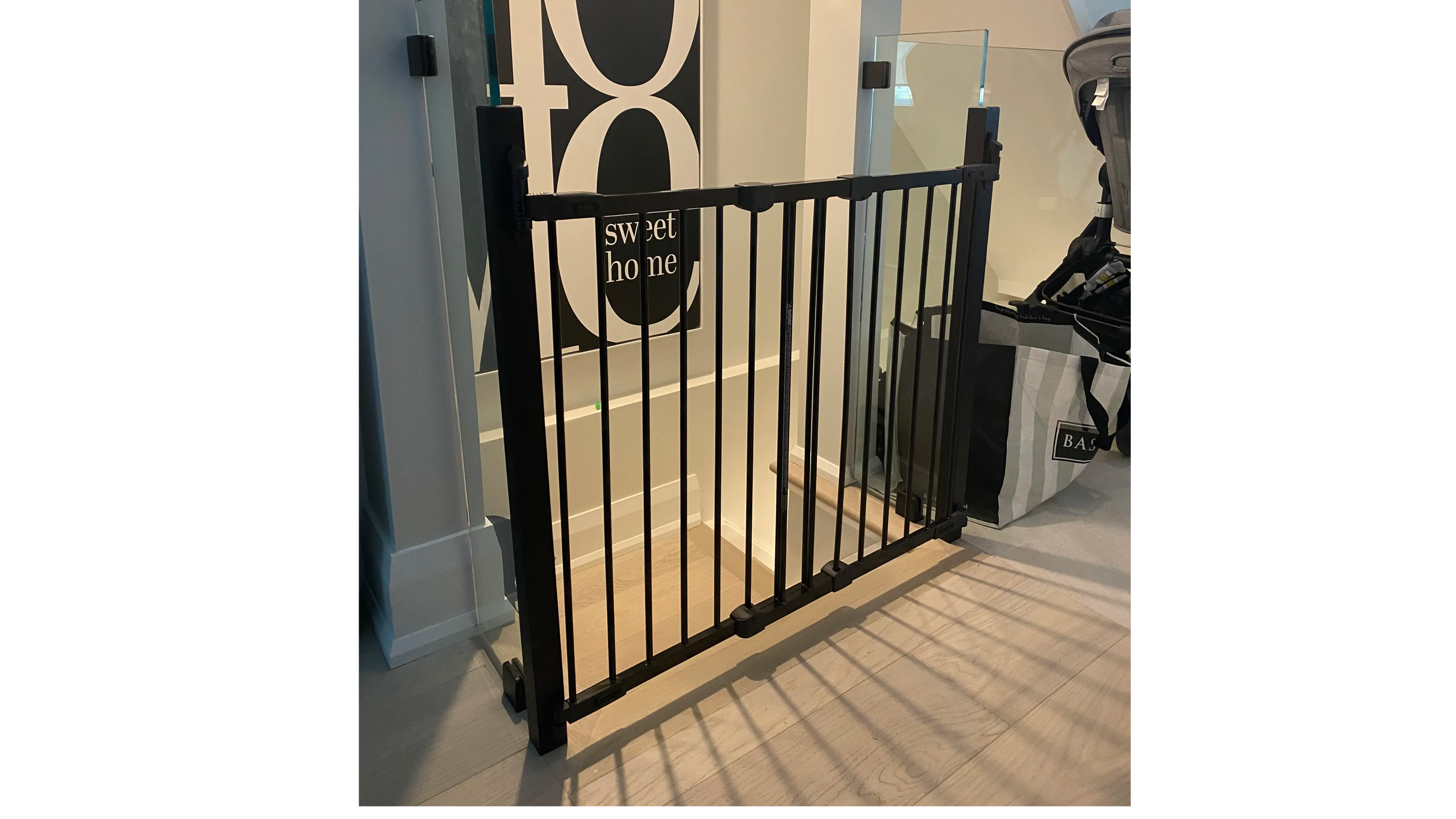 Glass mounted gate installed in a customer's home.