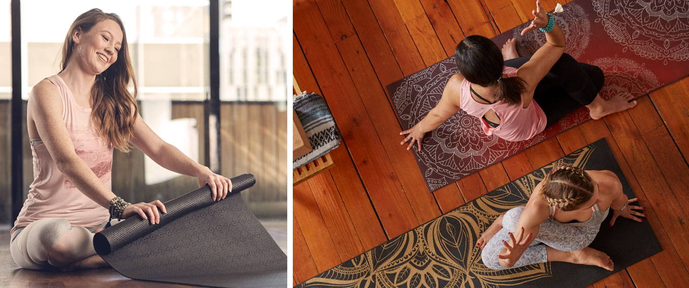 Printed, solid and textured yoga mats from Gaiam