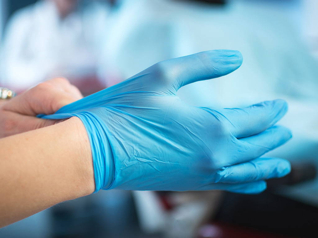 A photo showing protective latex gloves.