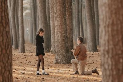 wooded forest macfarland park engagement proposal