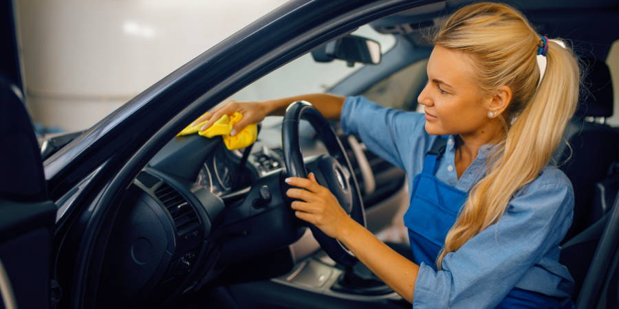 Steam cleaning of all plastic components in the car interior - Car