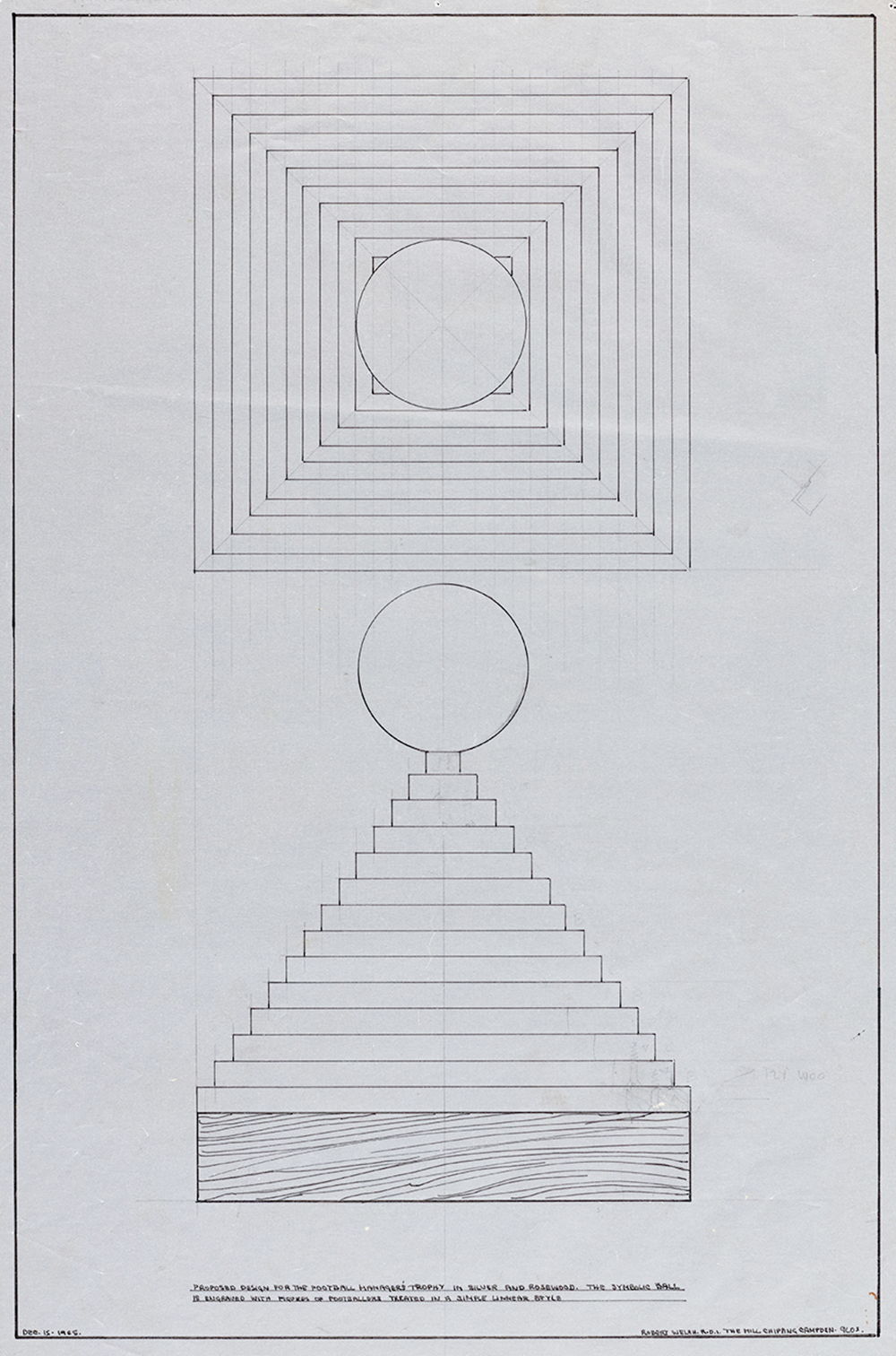 Sketch of the Westclox Football Manager of the Year trophy
