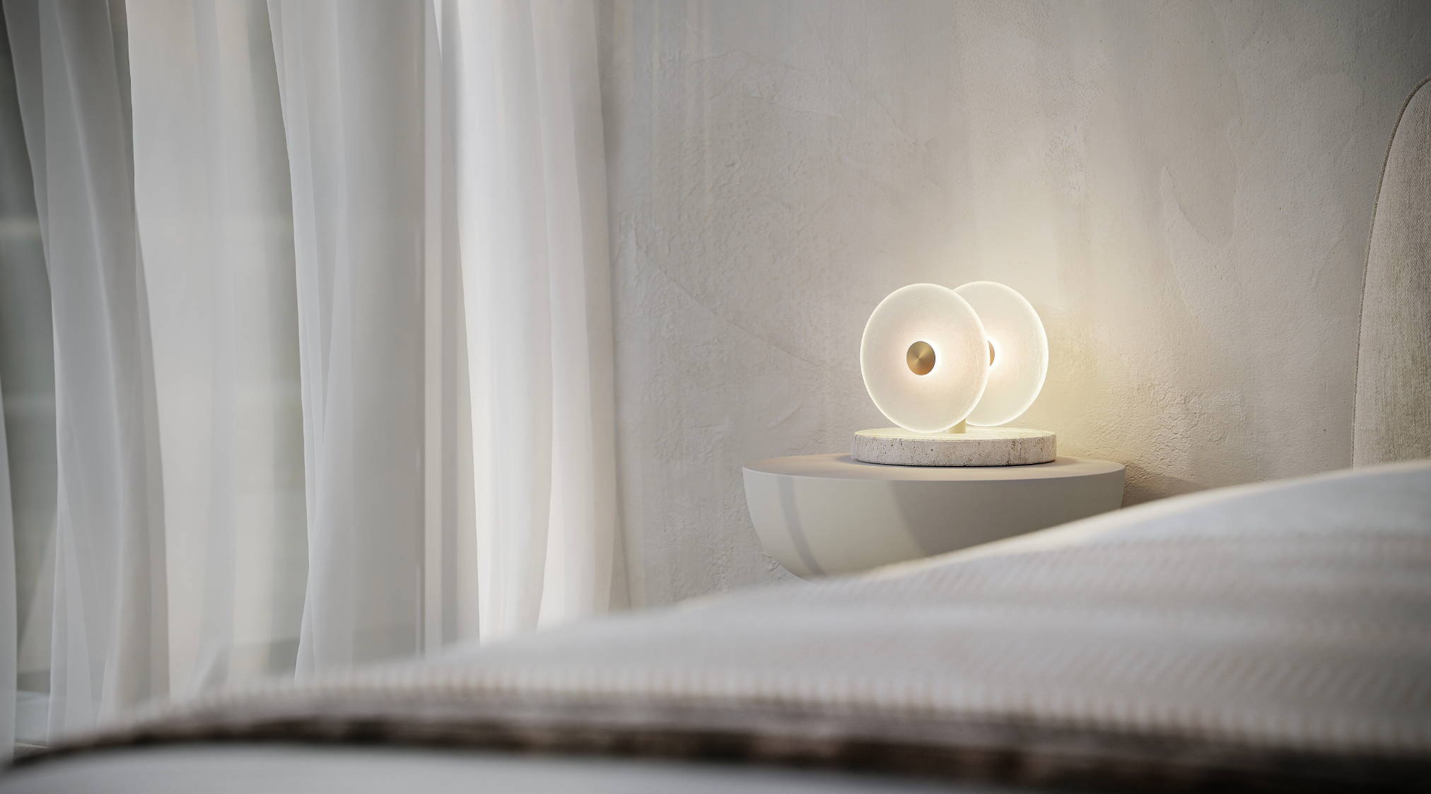 Coral glass bedside table lamp 