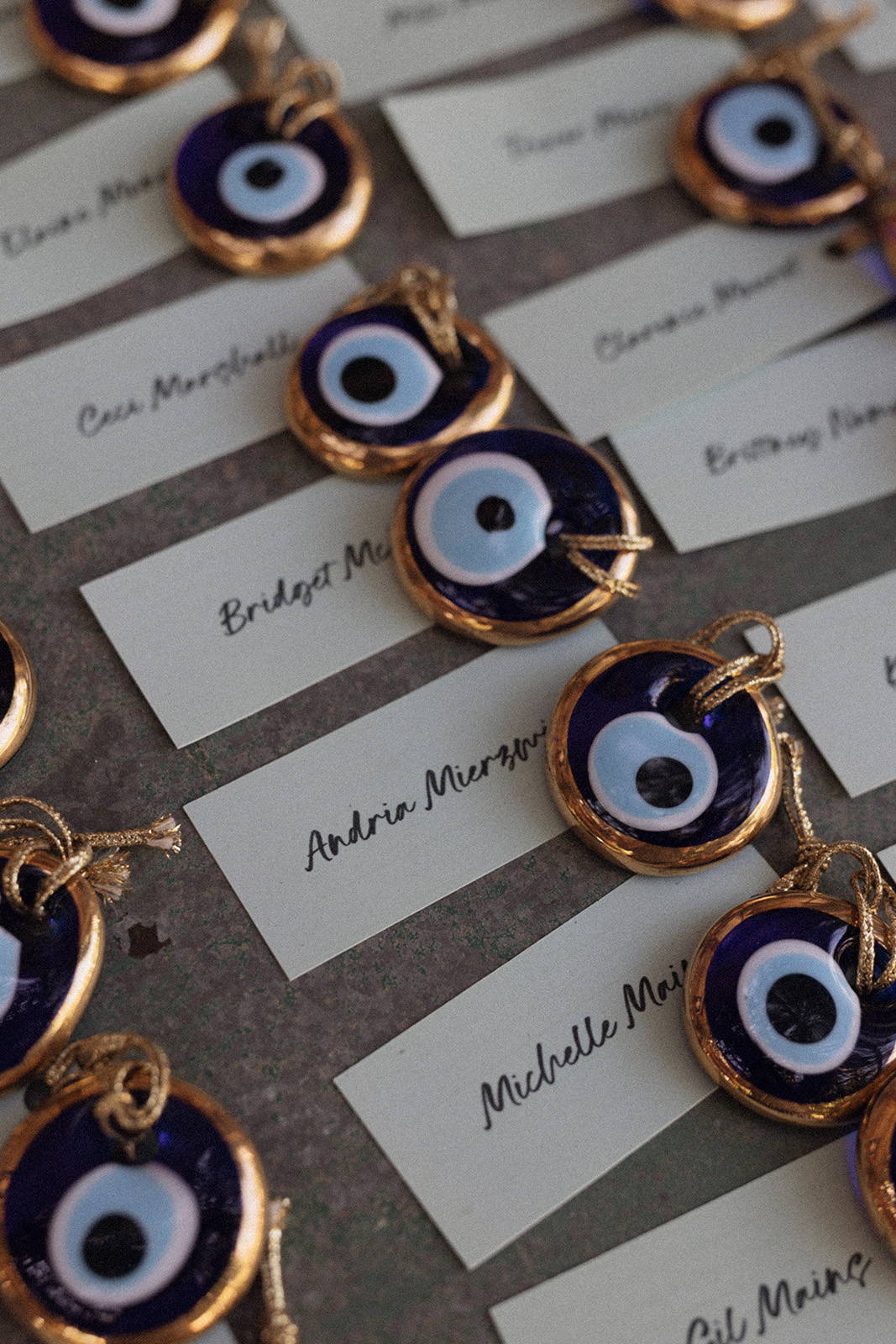 Greek eyes and name cards