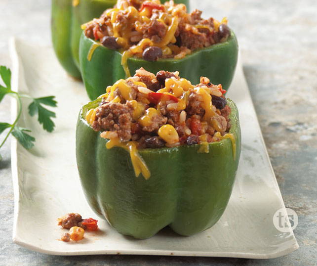 Corn, Black Bean Stuffed Peppers