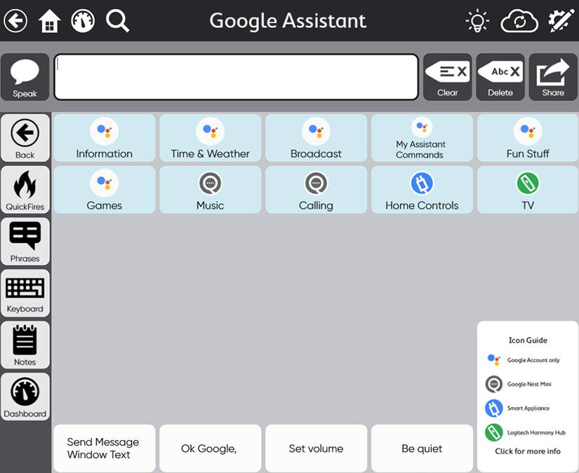 Tobii Dynavox TD Snap Text Page Set smart assistants screenshot