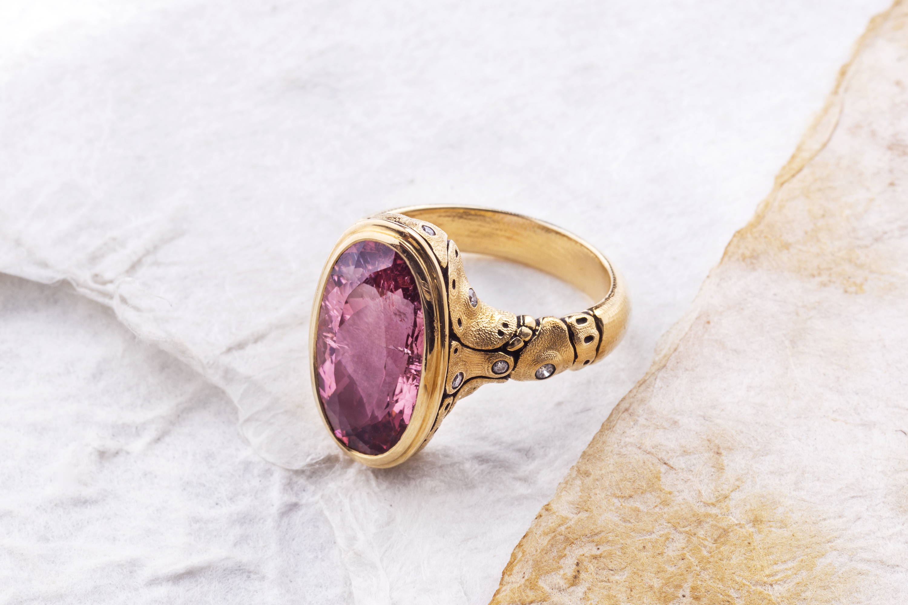 Gold and Pink Tourmaline Ring