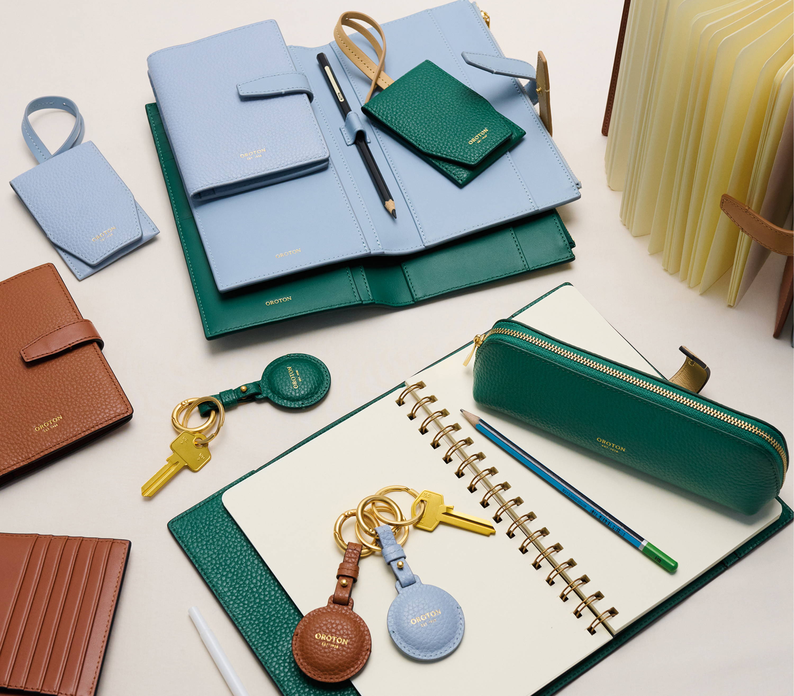 Oroton Notebooks, Keyrings and Pencil Case