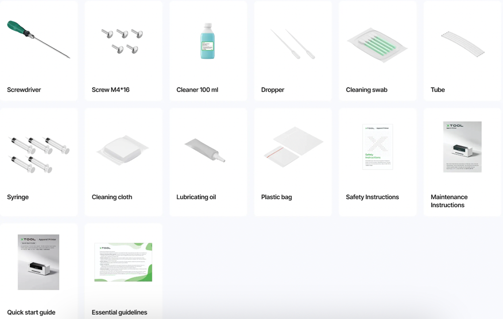 Various medical supplies and tools arranged in a grid format.