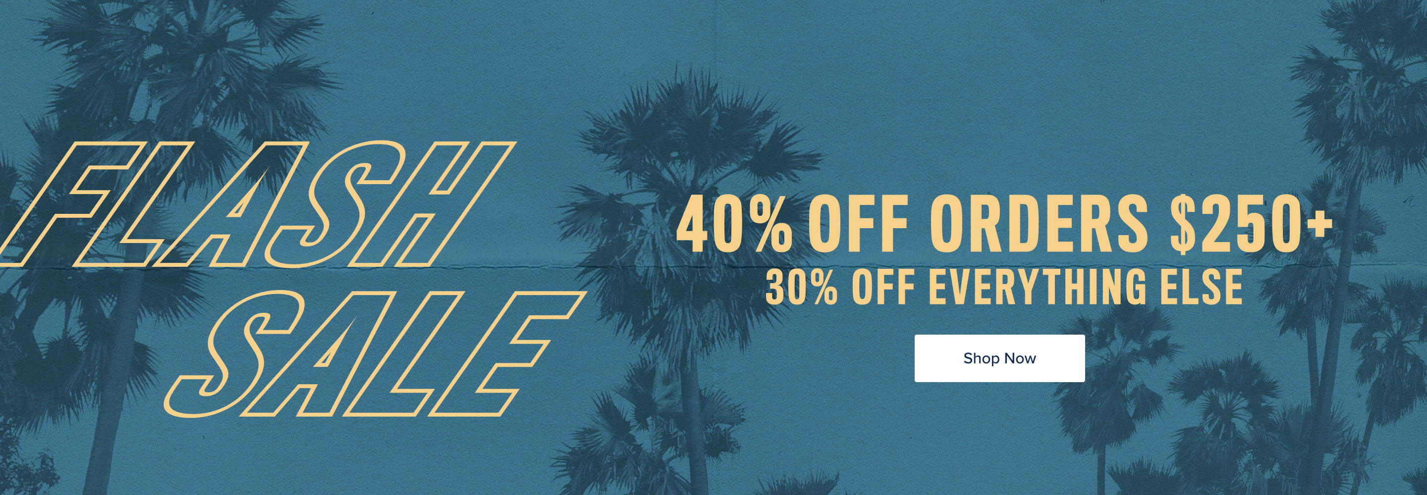 Flash sale: 40% off orders over $250, 30% off everything else.