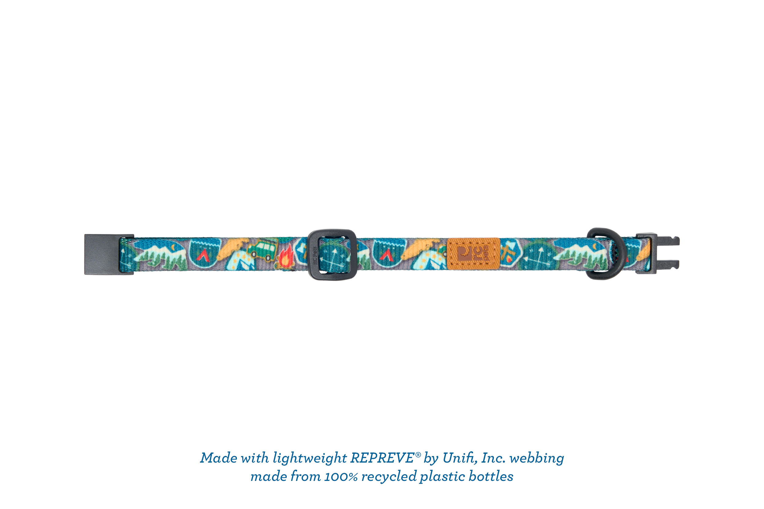 Colorful watch strap made from recycled plastic bottles.