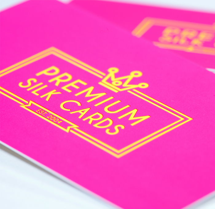 Silk laminated business cards on a matte laminated card stock