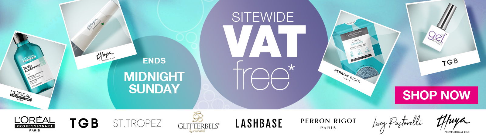 Promotional banner for VAT-free products during Midnight Madness sale.