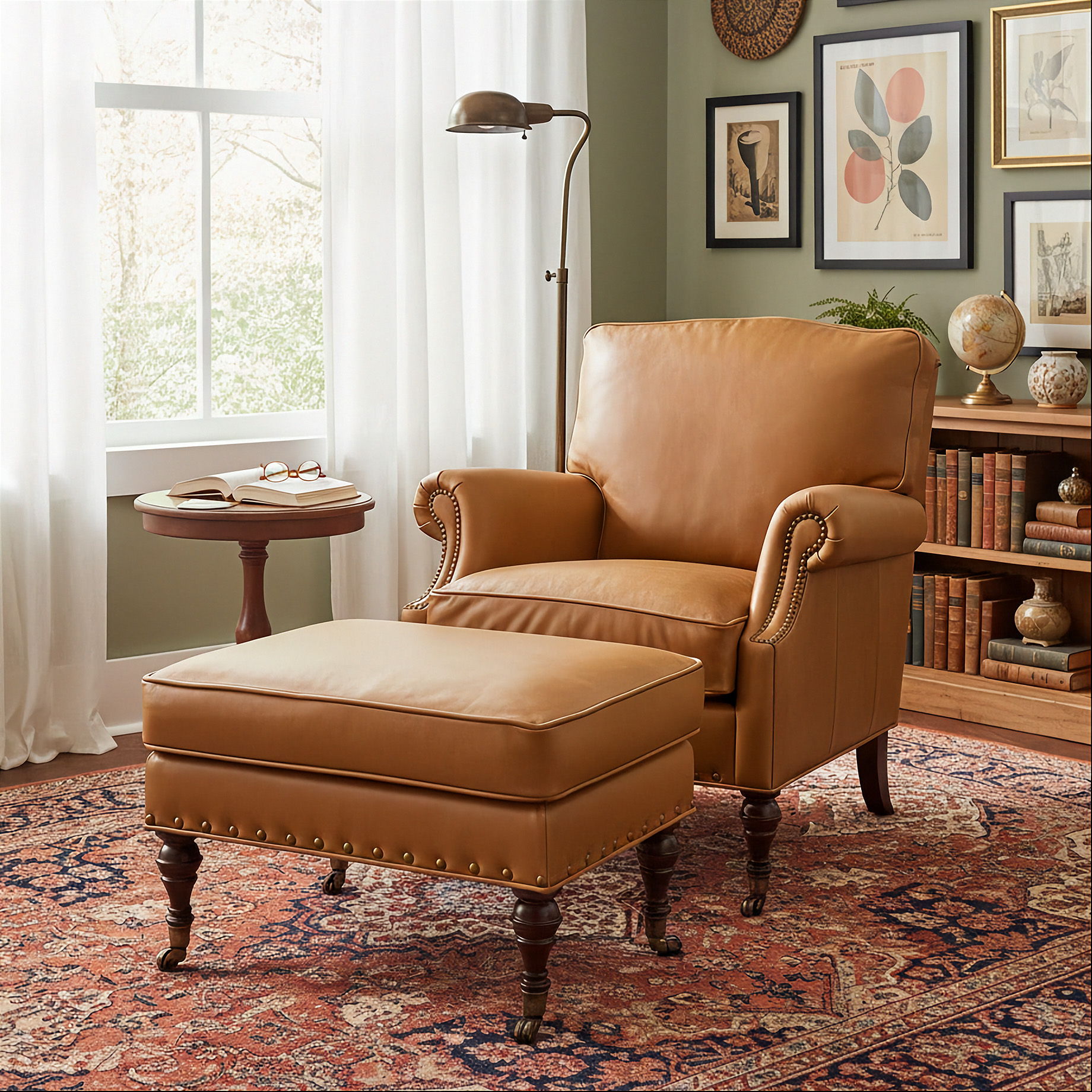 McKinley Stanton Leather Chair and Ottoman