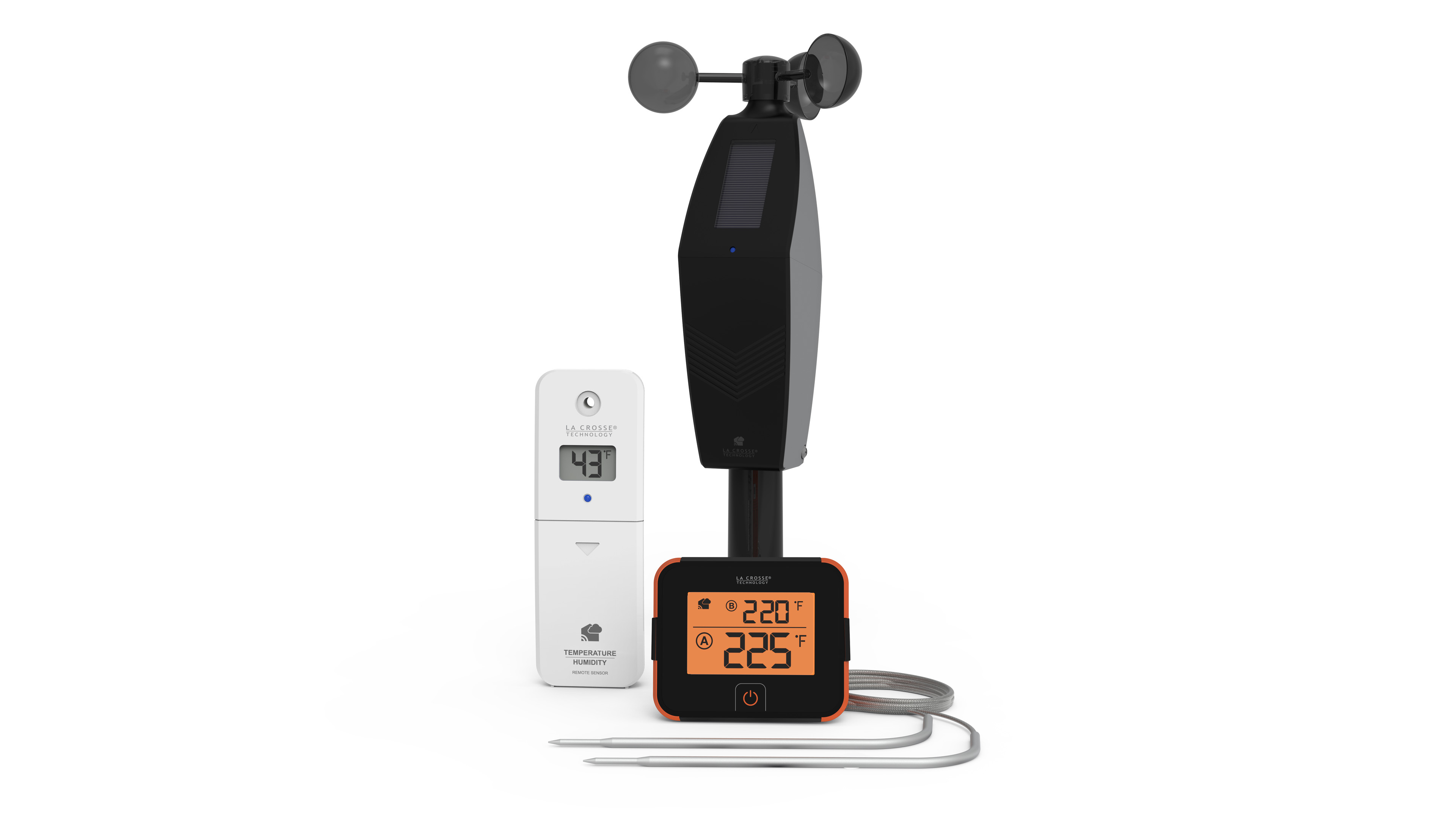 BBQ Boss Bundle Option #3 - Bridge Gateway with a BBQ sensor, one temperature and humidity sensor, and one Glide Pro wind speed sensor. Click or tap to shop now.