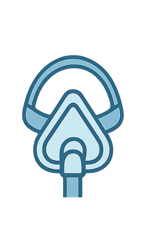 Illustration of a full face CPAP mask.