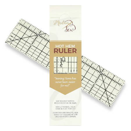 Hot hem ruler Madam Sew with packaging on a white background