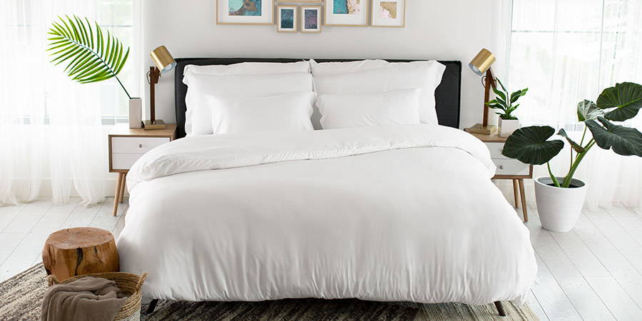 white bamboo duvet on a bed