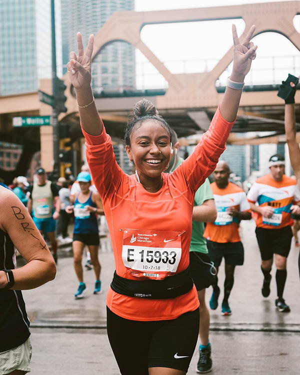 Evelynn Escobar runs the Nike Women Marathon Project in Chicago.
