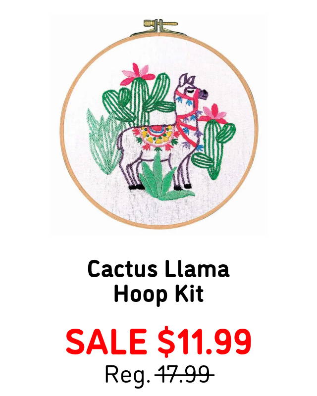 Cactus Llama Hoop Kit - Sale $11.99. (shown in image).