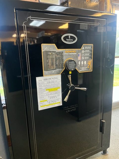 BROWNING GRAND 49 gun safe exterior with sale price tag on door - SES spring cleaning sale