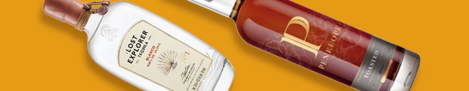 Two cosmetic bottles on a vibrant yellow background.