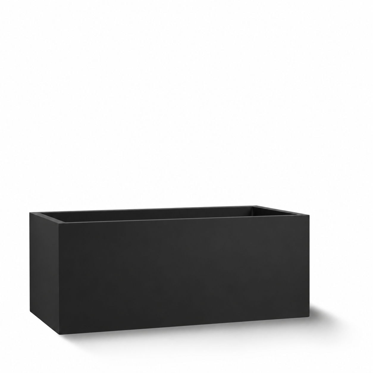 Black Matte Modern Rectangle Planter on white background