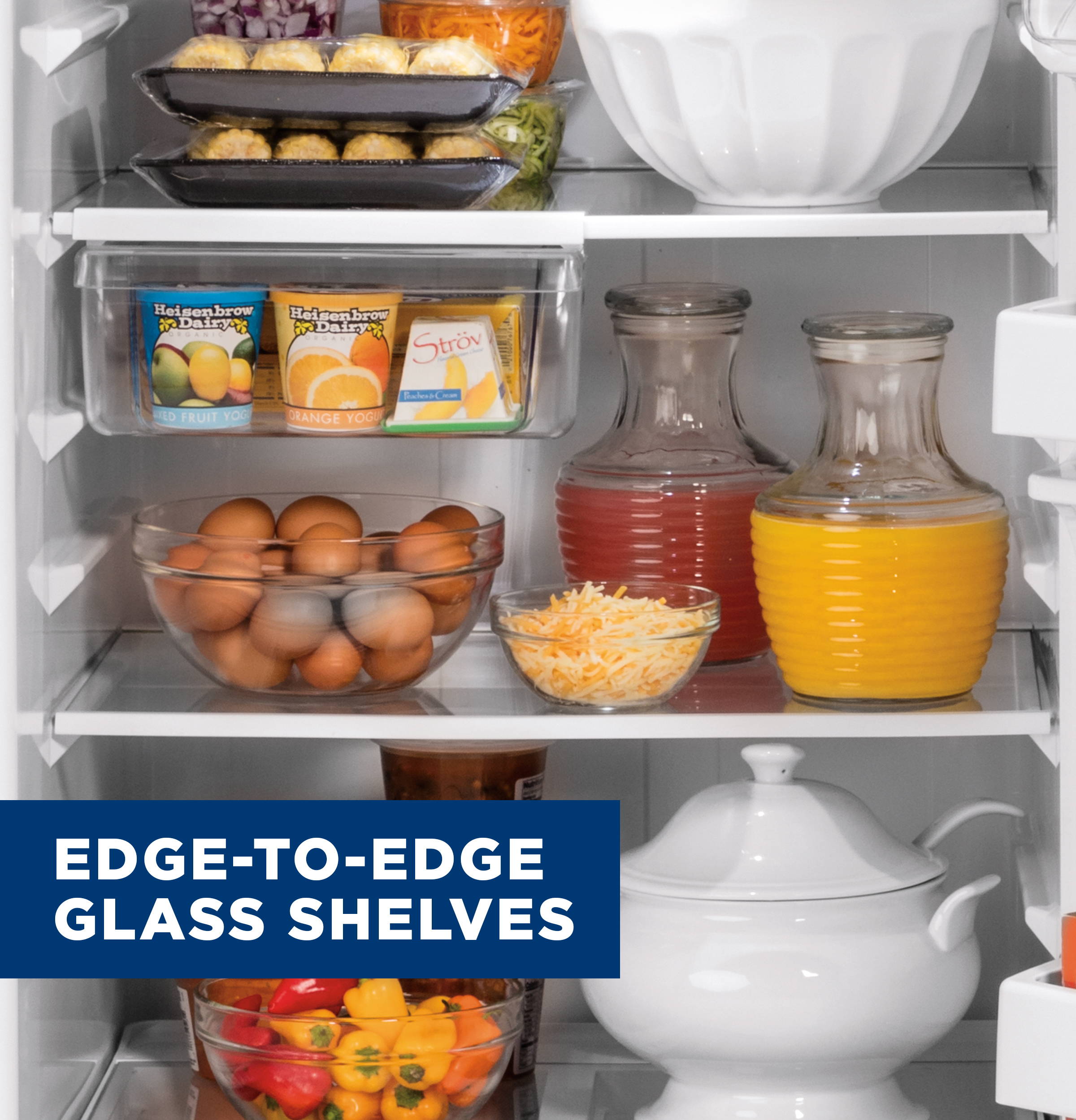 Top Freezer Refrigerator with Edge-to-Edge Glass Shelves